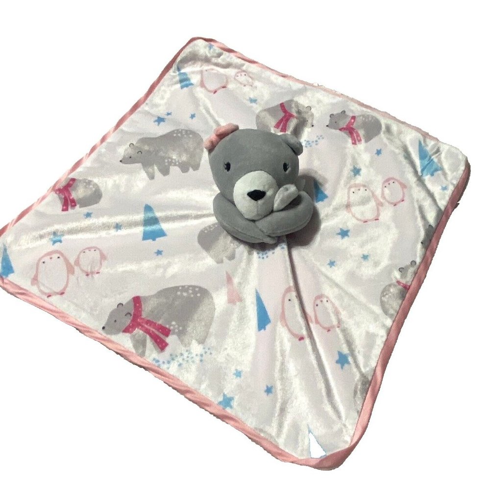 NoJo Lovey Polar Bear Security Blanket Plush Soft Satin Trim